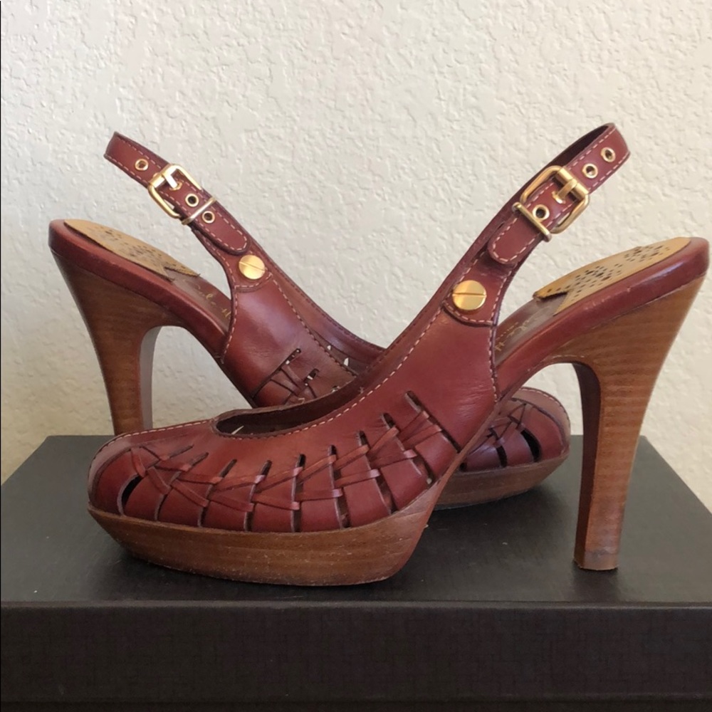 Cole Haan Air brown Leather Sling Back Heel